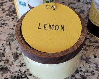 Organic Exfoliating Lemon-Sugar Scrub with Free Puff Pad Face Cloth. Organic, Sustainable, Self Care and Unique Beauty Gift for Her