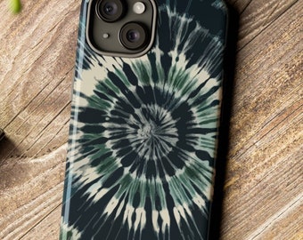 Green and Blue Tie-Dye Phone Case. Dive into a cool, groovy vibe with this case. Ideal for the bohemian hippie at heart. Many phone models.