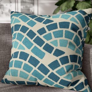 Abstract Waves Pillowcase. Abstract wave patterns created from subtle tile shapes in aqua, teal and navy. Pillow not included. 5 sizes.
