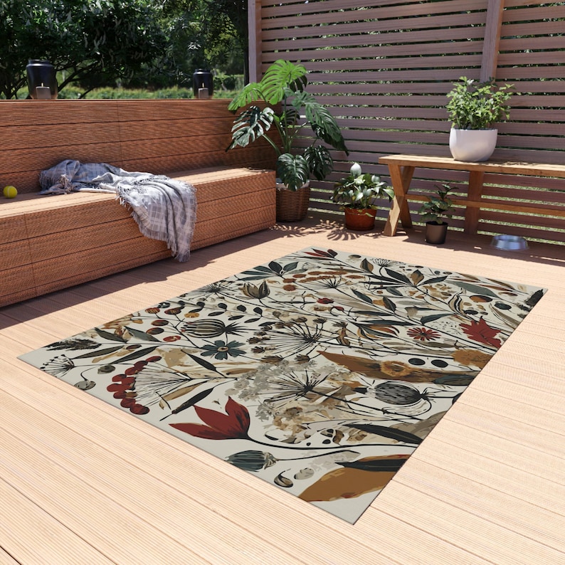 Shadow Botanical Rugs Whimsical Botanical Outdoor Rug. Featuring an Intricate, Lively Design ...