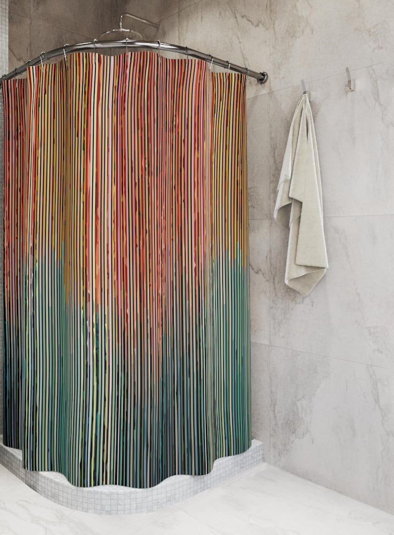 inkAestheticDesigns Striped Cloth Shower Curtain - Thumbnail 5