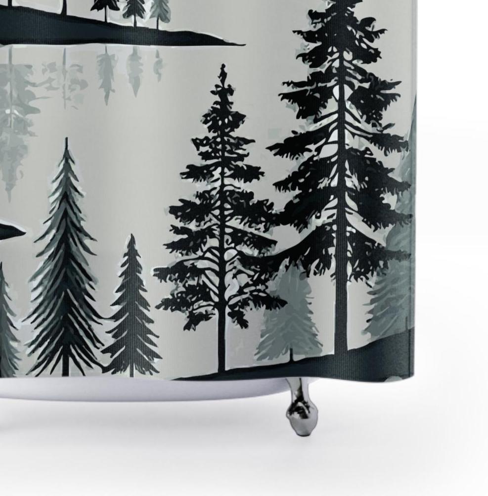 Rideau De Douche Noël Sapin & Bonhomme De Neige – 180x200 Cm, Textile Anti-Moisissure, Avec Anneaux, Lavable