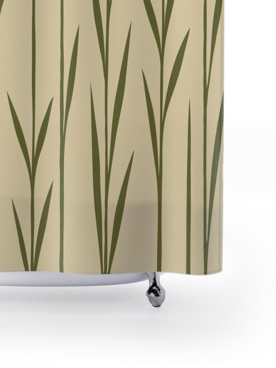 Prairie Reeds Light Box Architectural Prairie Grass Cloth Shower Curtain. Tall, Slender Olive ...