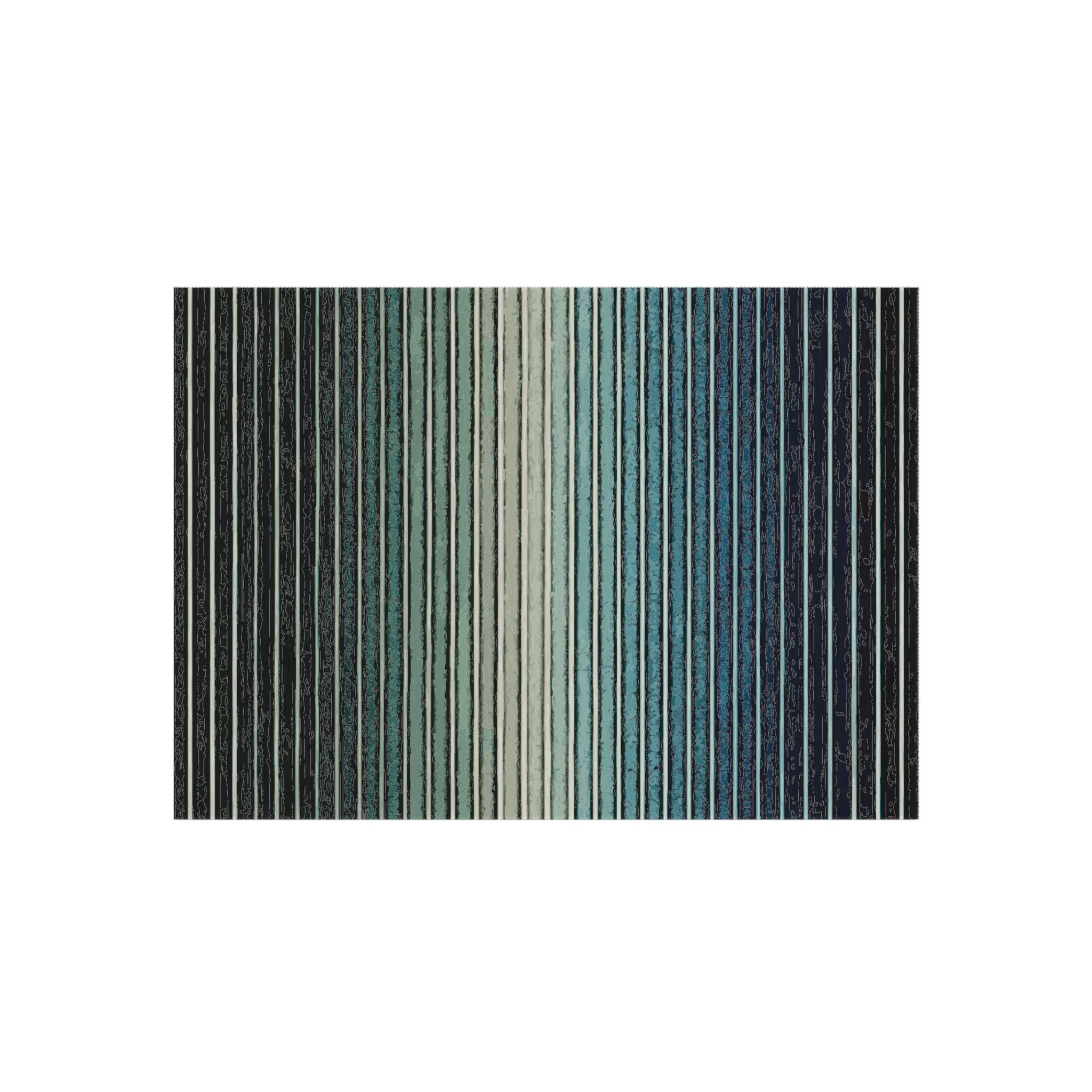 Blue to Green Gradient Stripes Outdoor Rug. Featuring Stripes From Blue ...