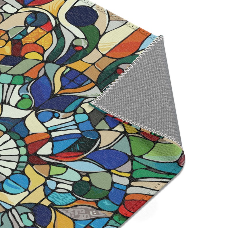 Stained Glass Rug Design Stained Glass Area Rug. Featuring a Vibrant, Dazzling, Stained Glass ...