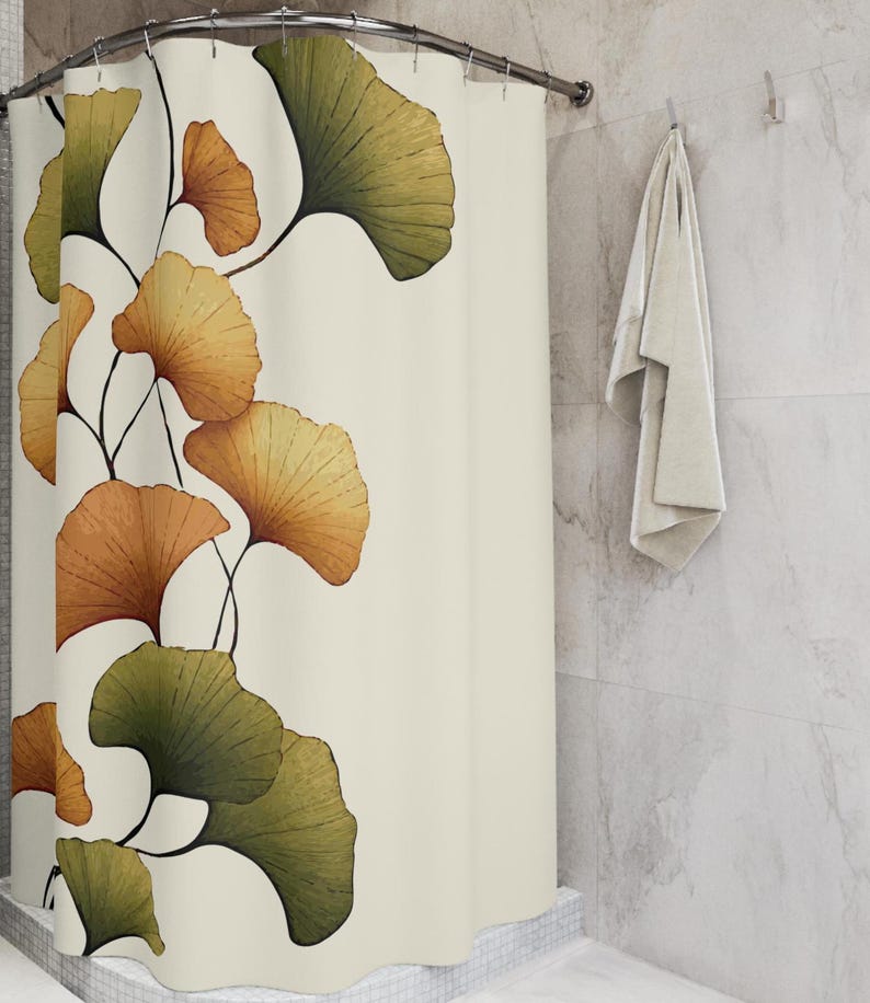 Ginkgo Leaf Cloth Shower Curtain - Thumbnail 5