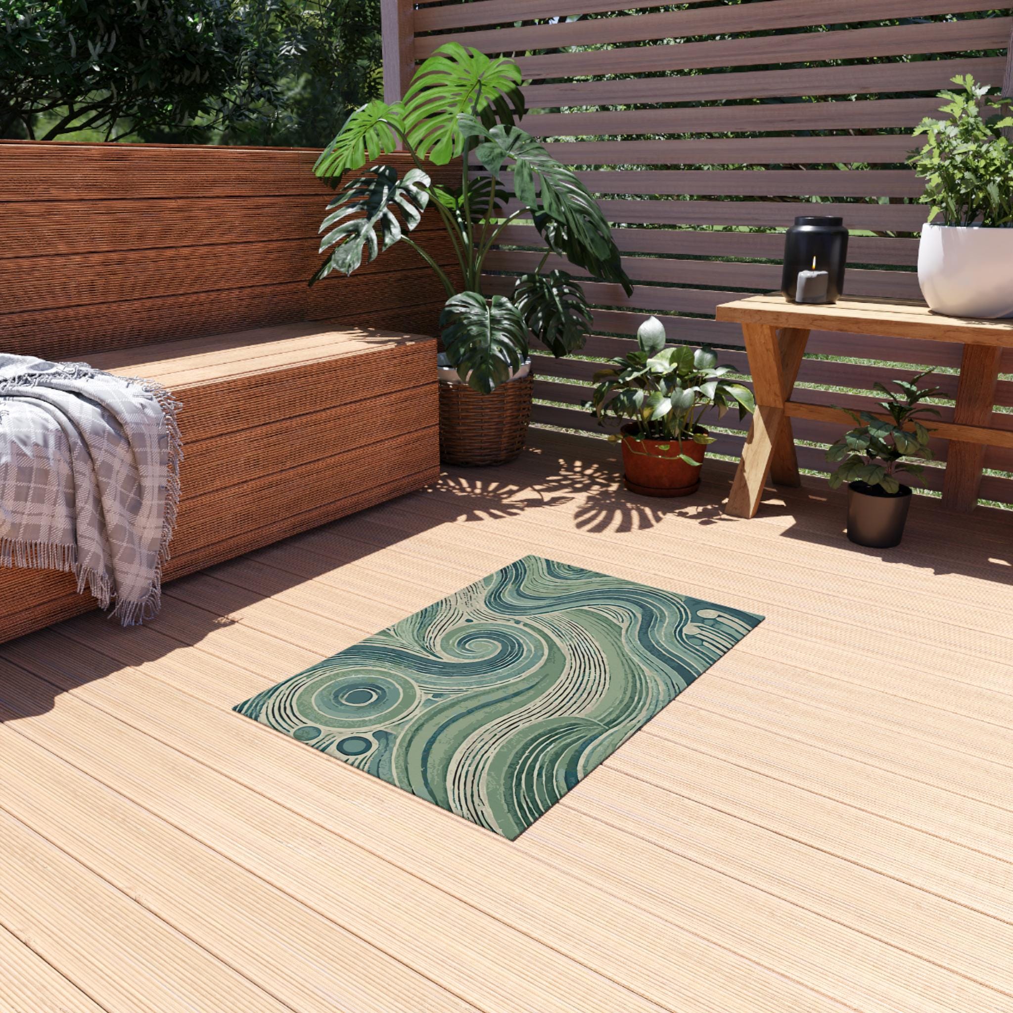 Ripples and Waves Outdoor Rug. Featuring Organic, Swirling