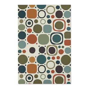 Geometric Squares and Circles Area Rug. Featuring a Fun Pattern of ...