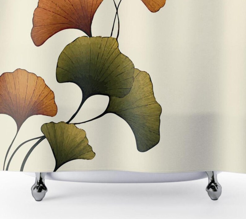 Ginkgo Leaf Cloth Shower Curtain - Thumbnail 4