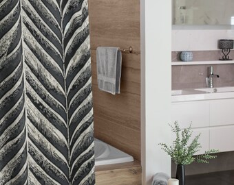Charcoal Herringbone Cloth Shower Curtain.  This shower curtain offers classic charm with a modern twist. Versatile neutral colors.