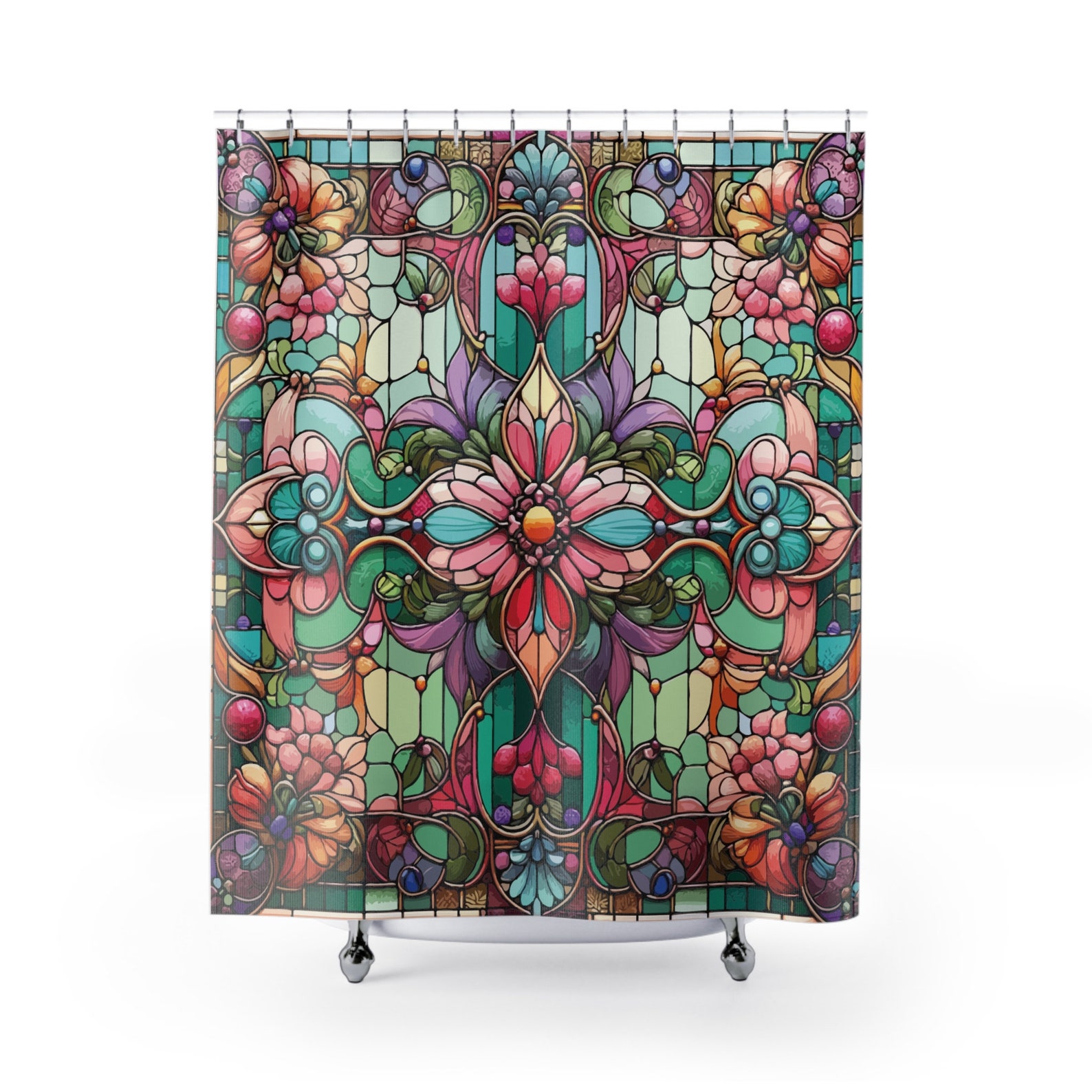 Stained Glass Cloth Shower Curtain. Transform Your Bathroom Into a ...