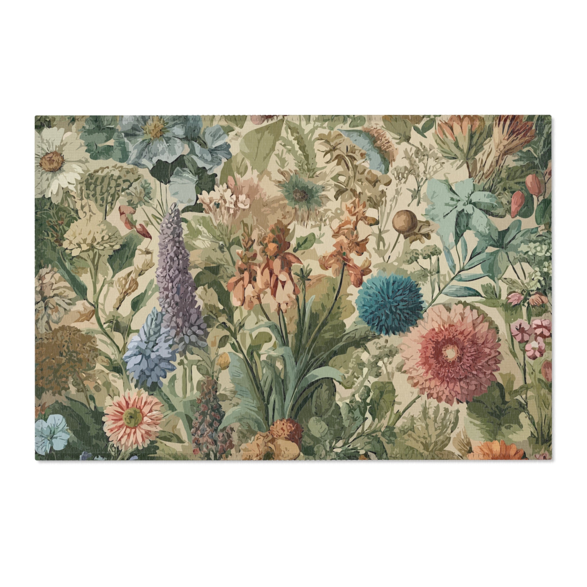Vintage Inspired English Cottage Garden Area Rug. Beautiful