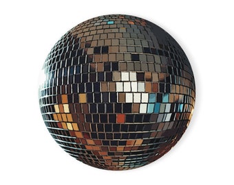 Disco Ball Cork Back Coaster. Bring the vibrant, fun energy of the disco era into your home or cocktail party. Appears to be round 3D ball.