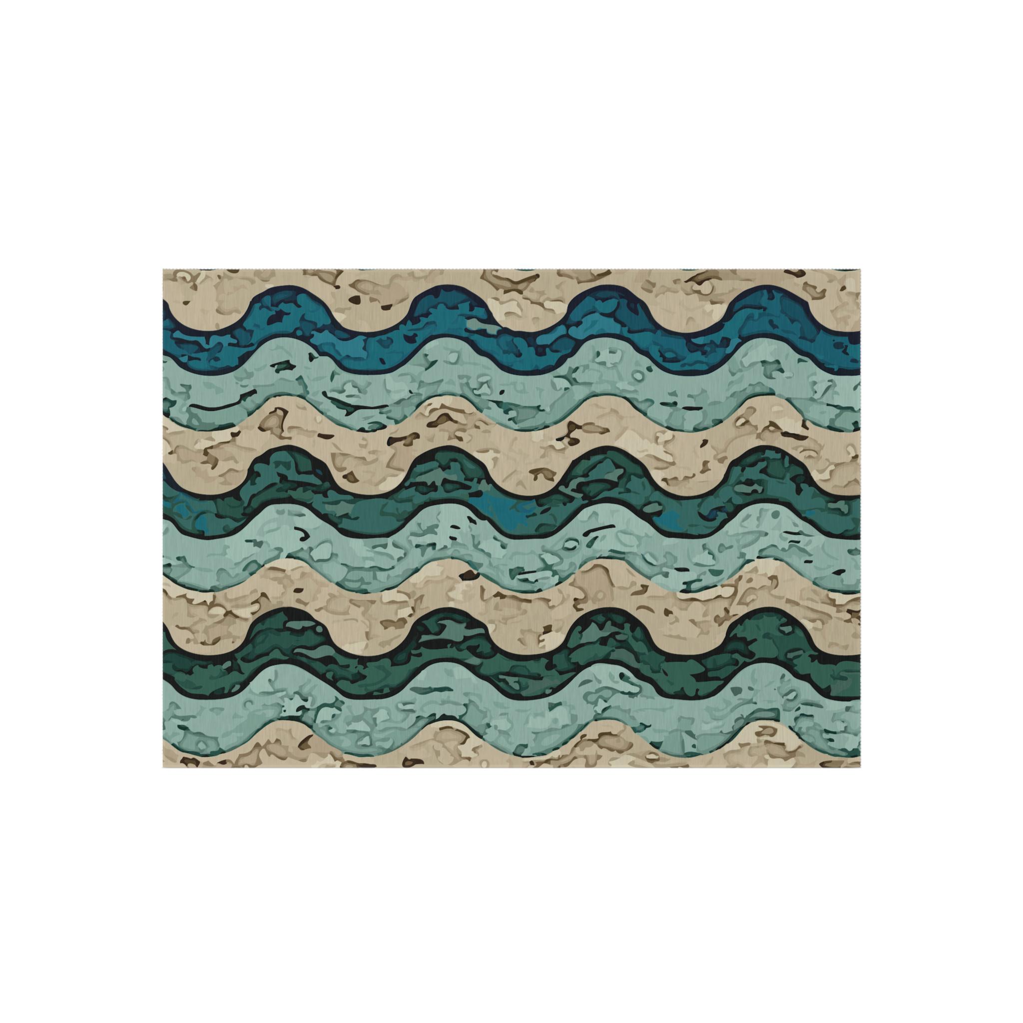 Abstract Ocean Waves Outdoor Rug. Featuring a Flowing Ebb and Flow ...