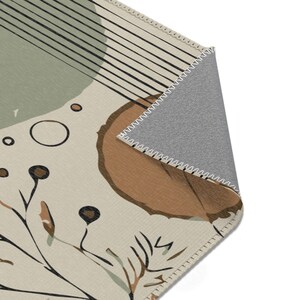 Minimalist Boho Area Rug. Abstract Botanical Motifs, Flowing Lines, and ...