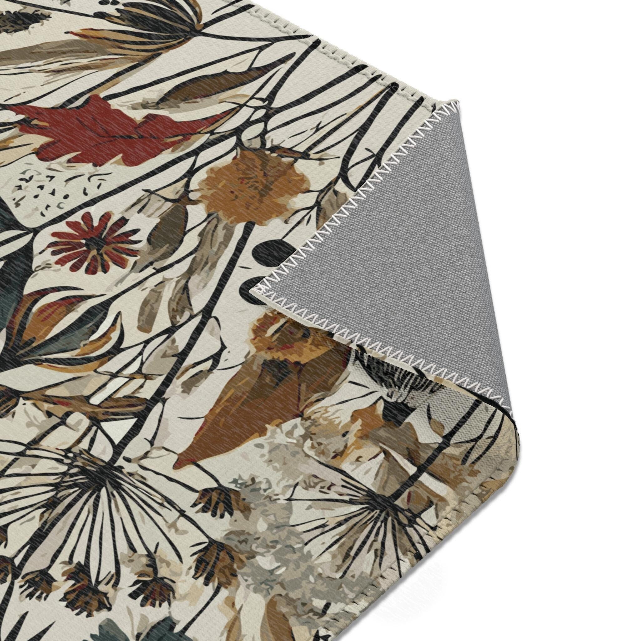 Whimsical Botanical Area Rug. Featuring an Intricate Design of Various ...