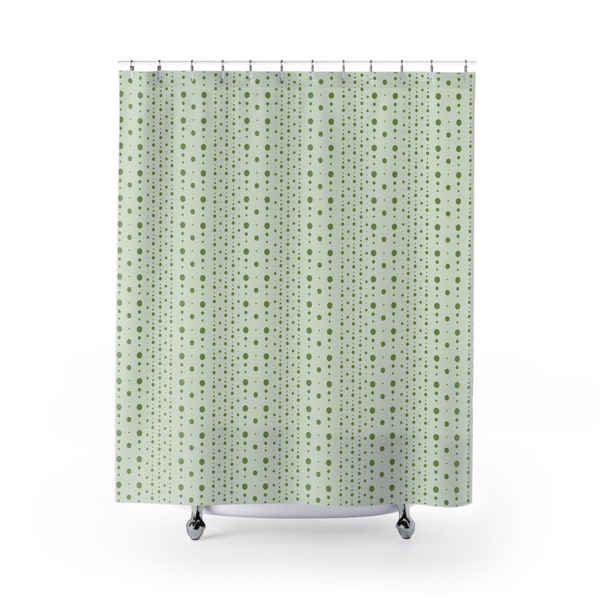 Morning Dew Cloth Shower Curtain. The essence of a misty spring meadow in the greens of this curtain mimics fresh morning dewdrops.