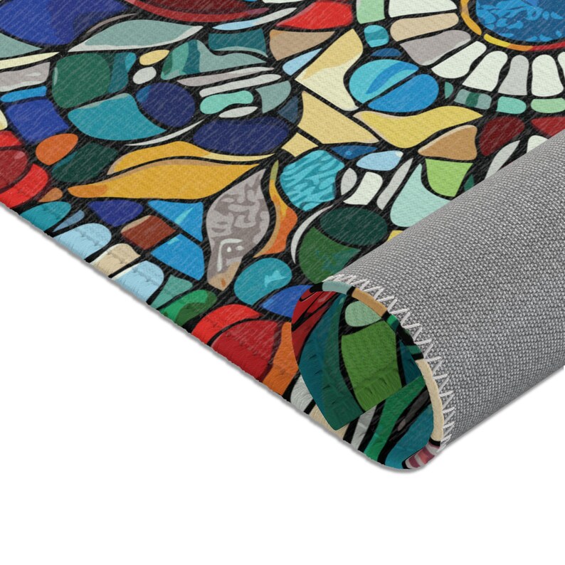 Stained Rug Design Stained Glass Area Rug. Featuring a Vibrant, Dazzling, Stained Glass ...