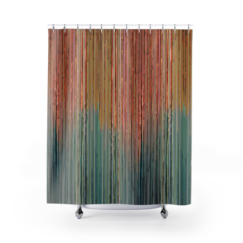 inkAestheticDesigns Striped Cloth Shower Curtain - Thumbnail 3
