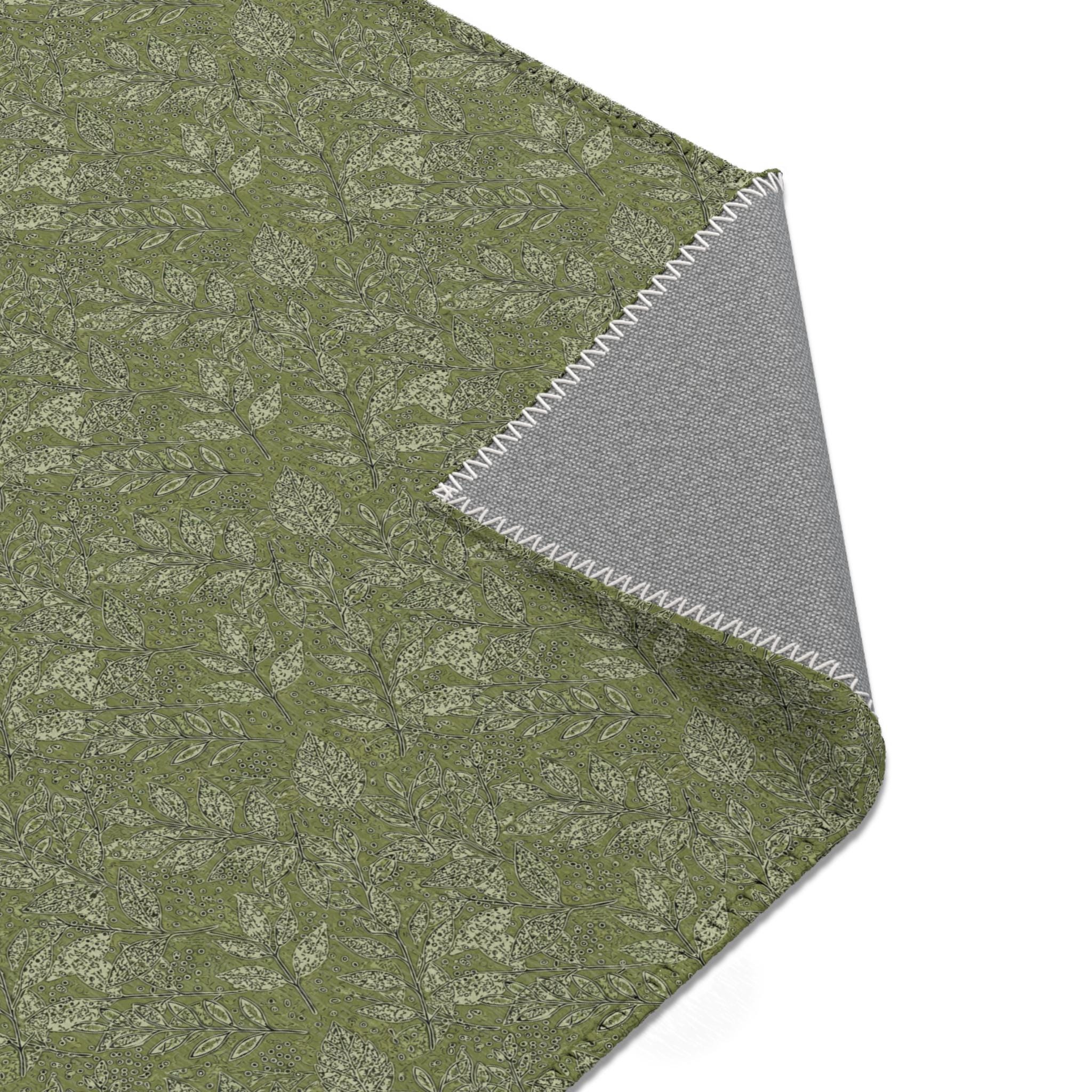 Botanical Green Area Rug. Featuring a Richly Detailed Leaf and Berry ...