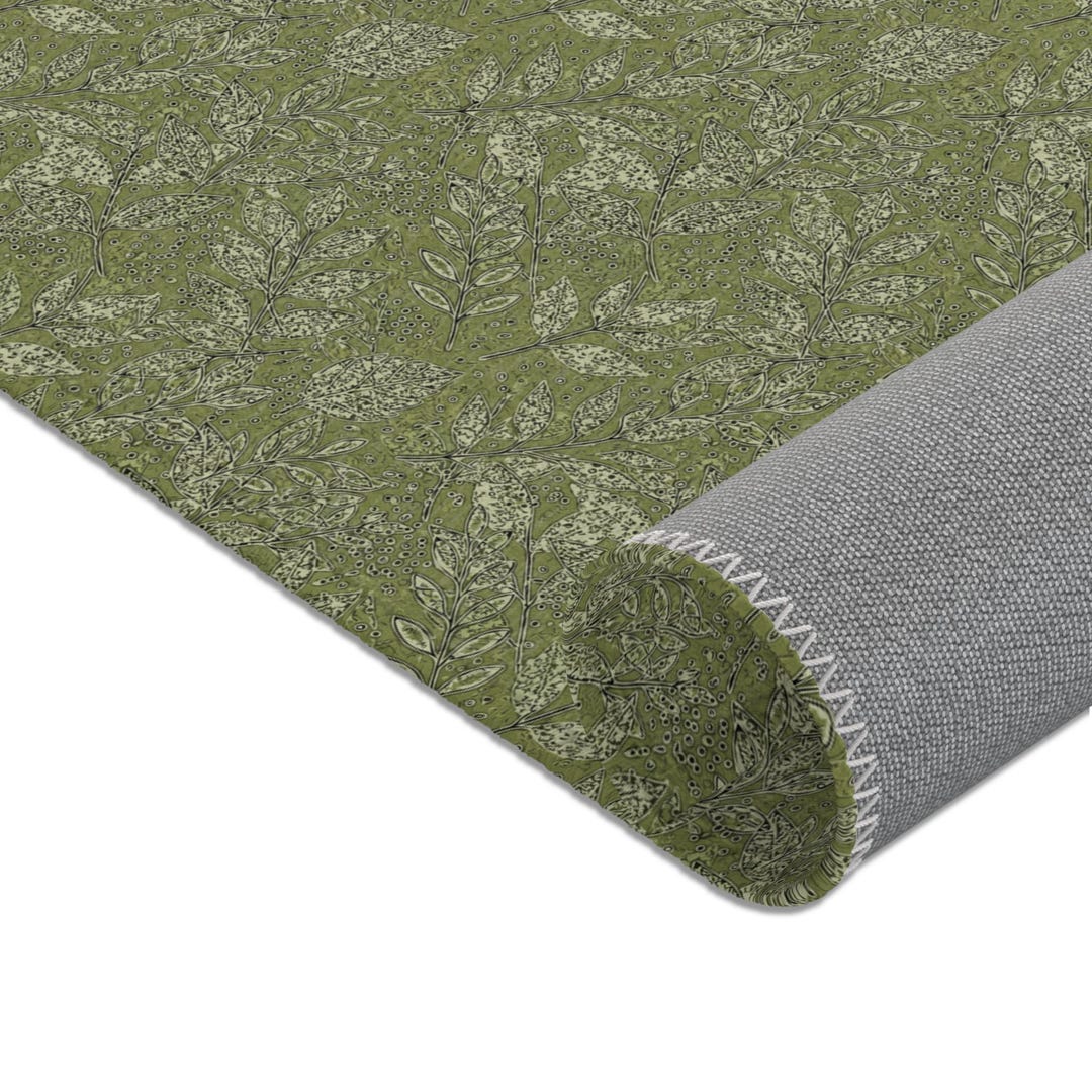Green And Raspberry Area Rug Botanical Green Area Rug. Featuring a Richly Detailed Leaf and Berry ...