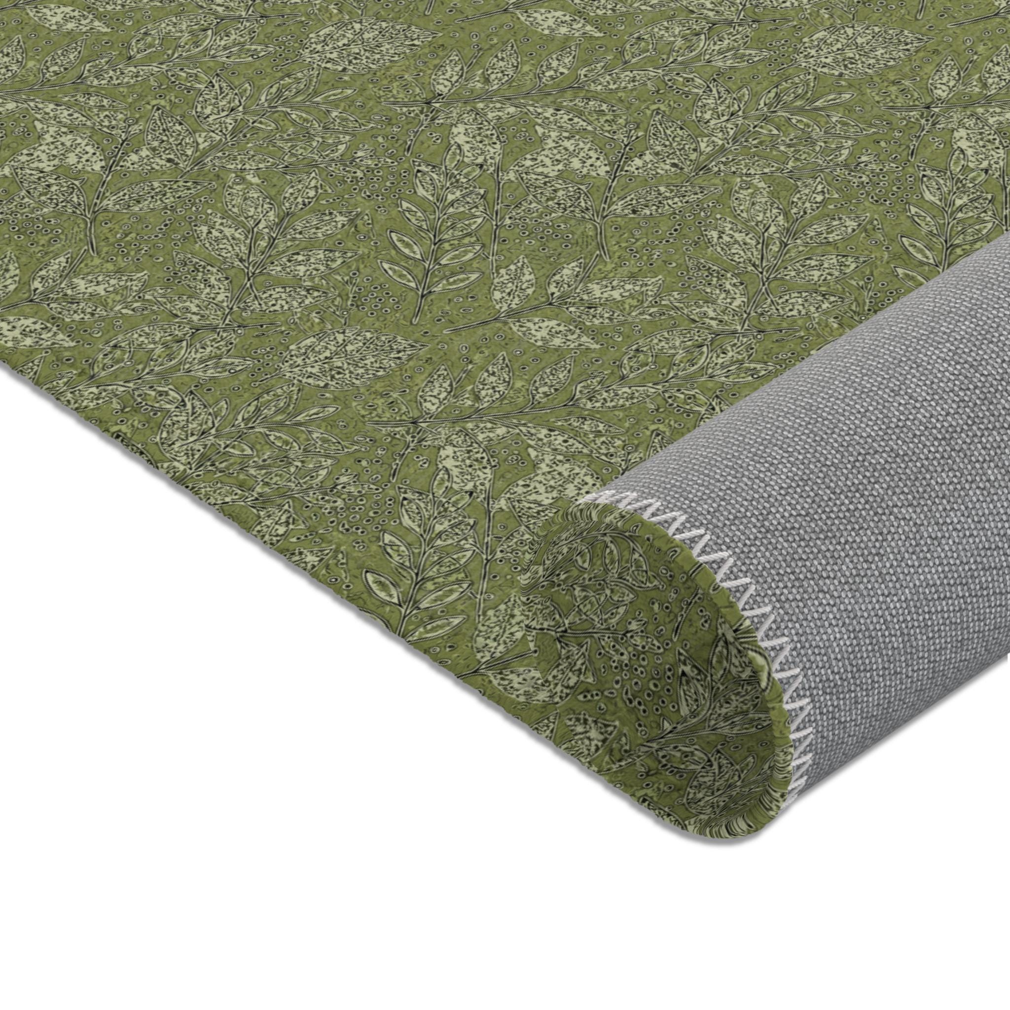 Botanical Green Area Rug. Featuring a Richly Detailed Leaf and Berry ...