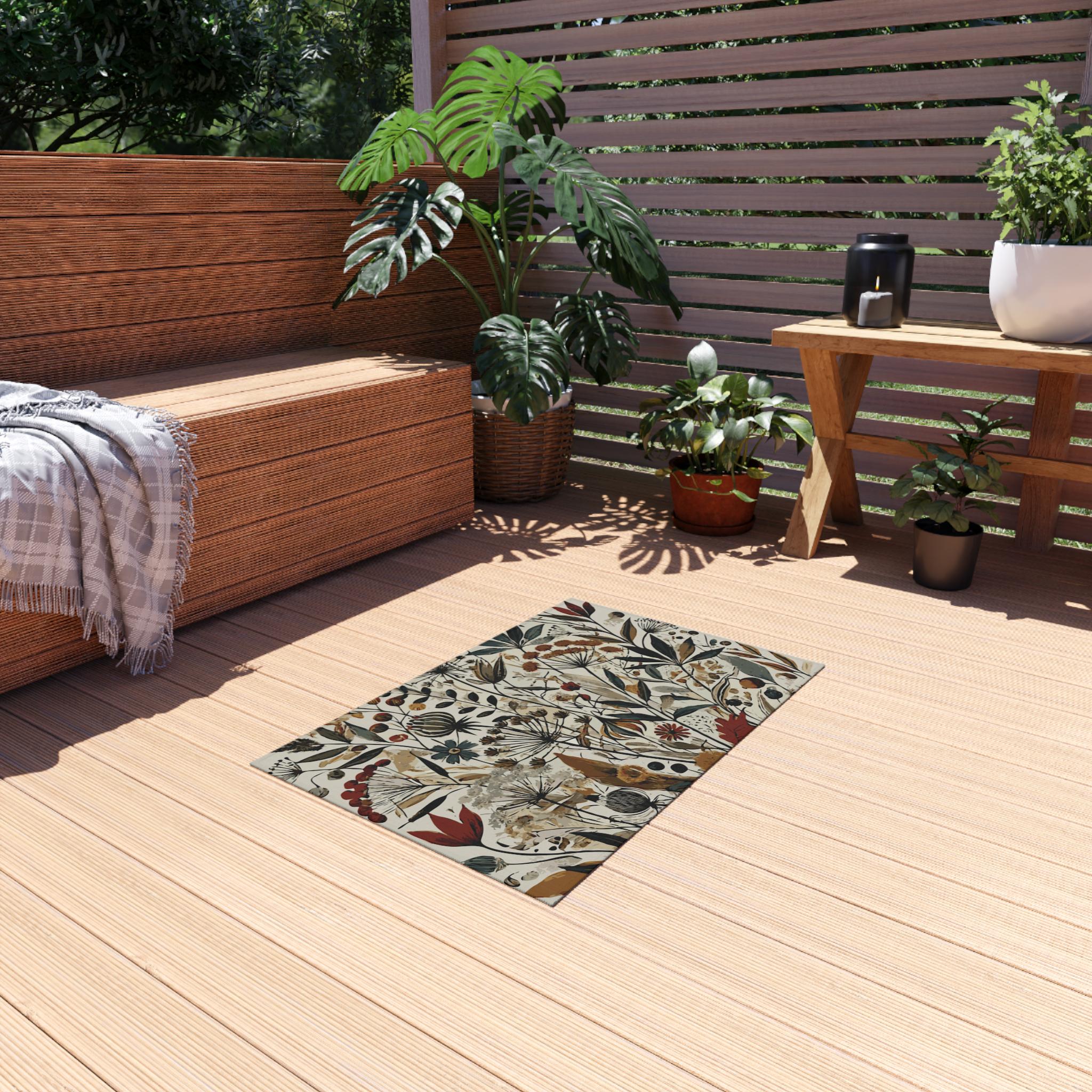 Shadow Botanical Rugs Whimsical Botanical Outdoor Rug. Featuring an Intricate, Lively Design ...