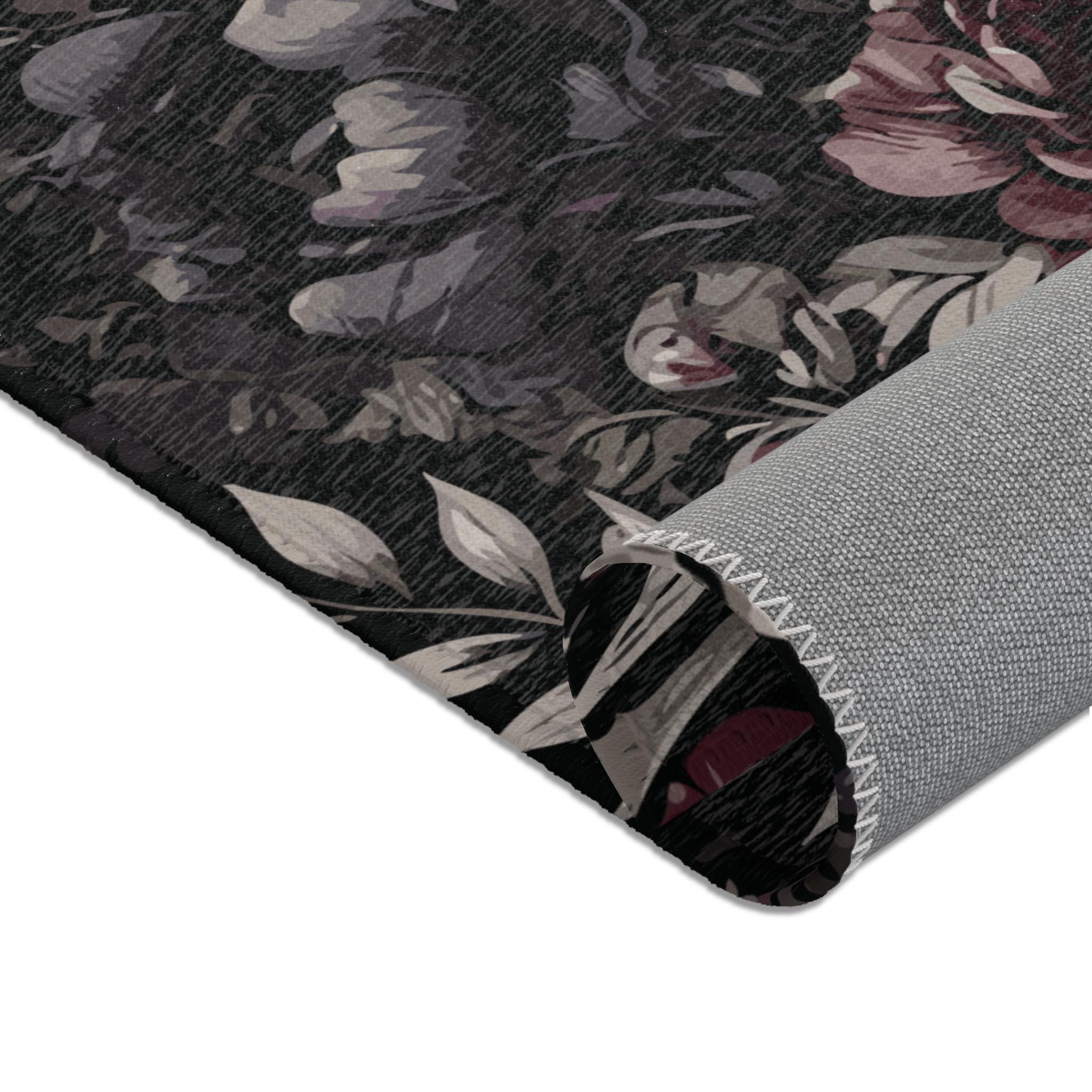 Moody Library Rug Dark Floral Area Rug. Rich, Deep, Moody Tones in Flowers and Foliage ...
