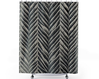Charcoal Herringbone Cloth Shower Curtain.  This shower curtain offers classic charm with a modern twist. Versatile neutral colors.