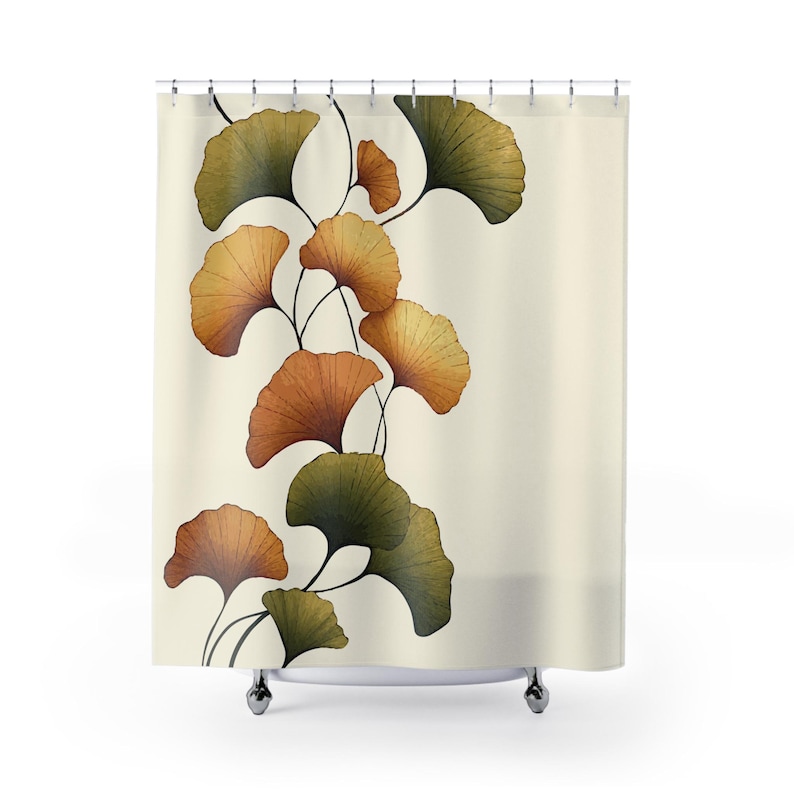 Ginkgo Leaf Cloth Shower Curtain