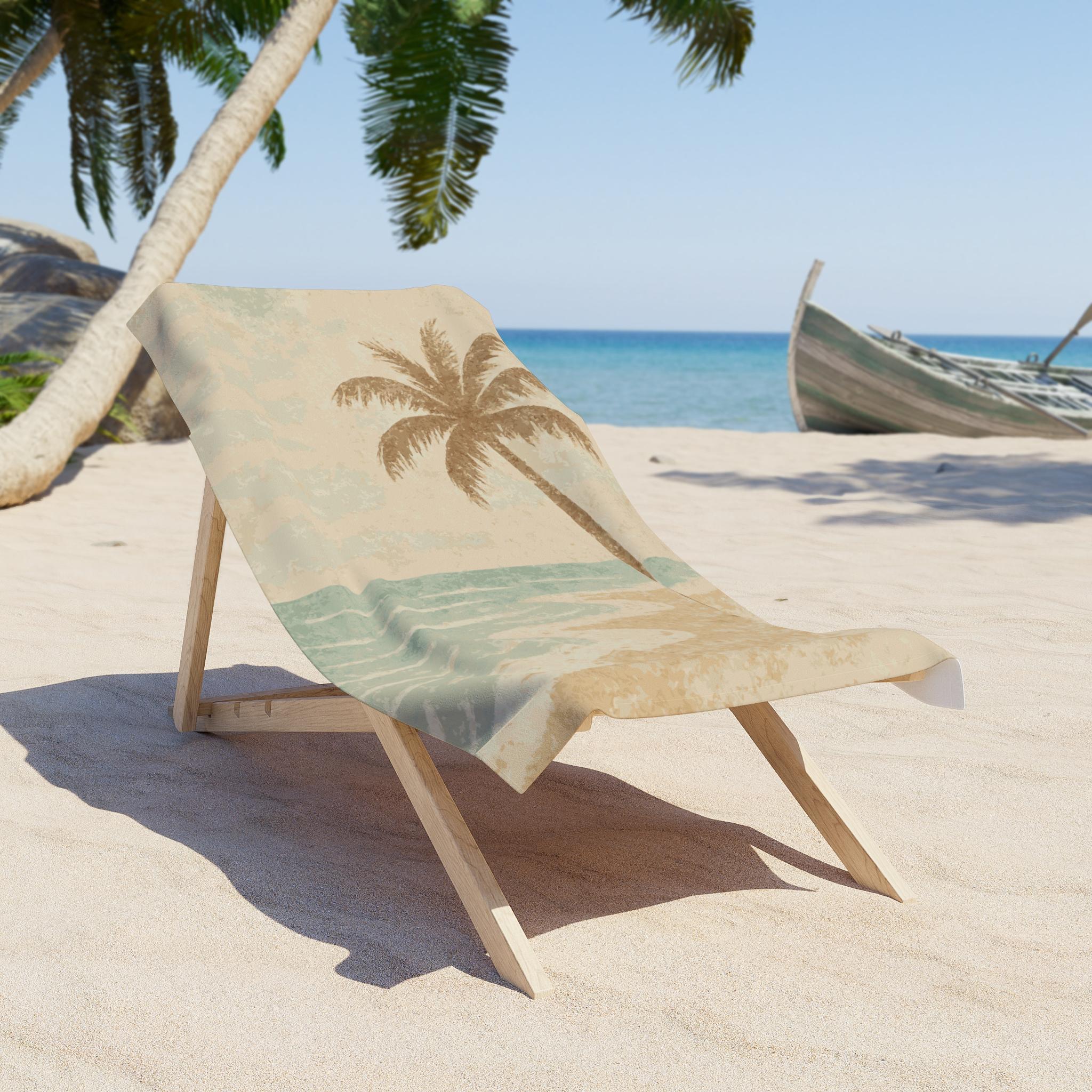 Salt & Sand Palm Tree Beach Towel. A Single Vintage-style Palm