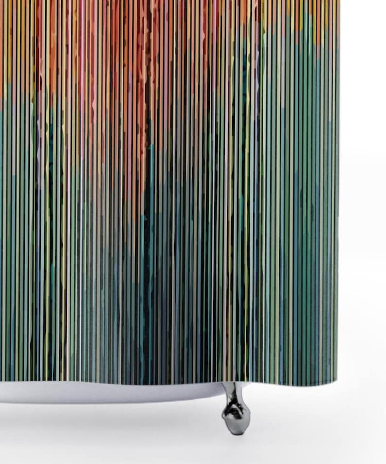 inkAestheticDesigns Striped Cloth Shower Curtain - Thumbnail 2