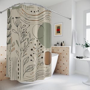 Umpoo Duschvorhang Ginkgo-Blätter Design – 183x183 Cm, Wasserdichter Polyester, Mit Haken