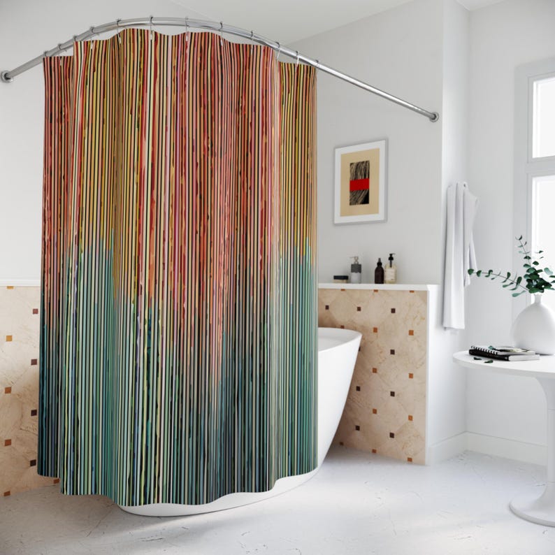 inkAestheticDesigns Striped Cloth Shower Curtain