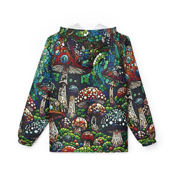 Mystical Mushroom Forest Windbreaker Jacket. Unisex Mystical Mushroom Forest Windbreaker Jacket. Unisex