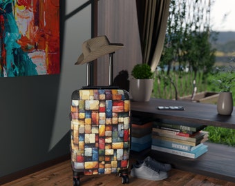 Abstract Mosaic Suitcase. A captivating array of multicolored tiles arranged in an abstract mosaic kaleidoscope of color. 3 sizes.