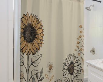 NHSY Set di tende da doccia in stile vintage, stile boho, con rose retrò, floreali, arancioni e verdi, morbido e confortevole lavabile in lavatrice