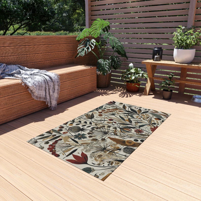 Shadow Botanical Rugs Whimsical Botanical Outdoor Rug. Featuring an Intricate, Lively Design ...