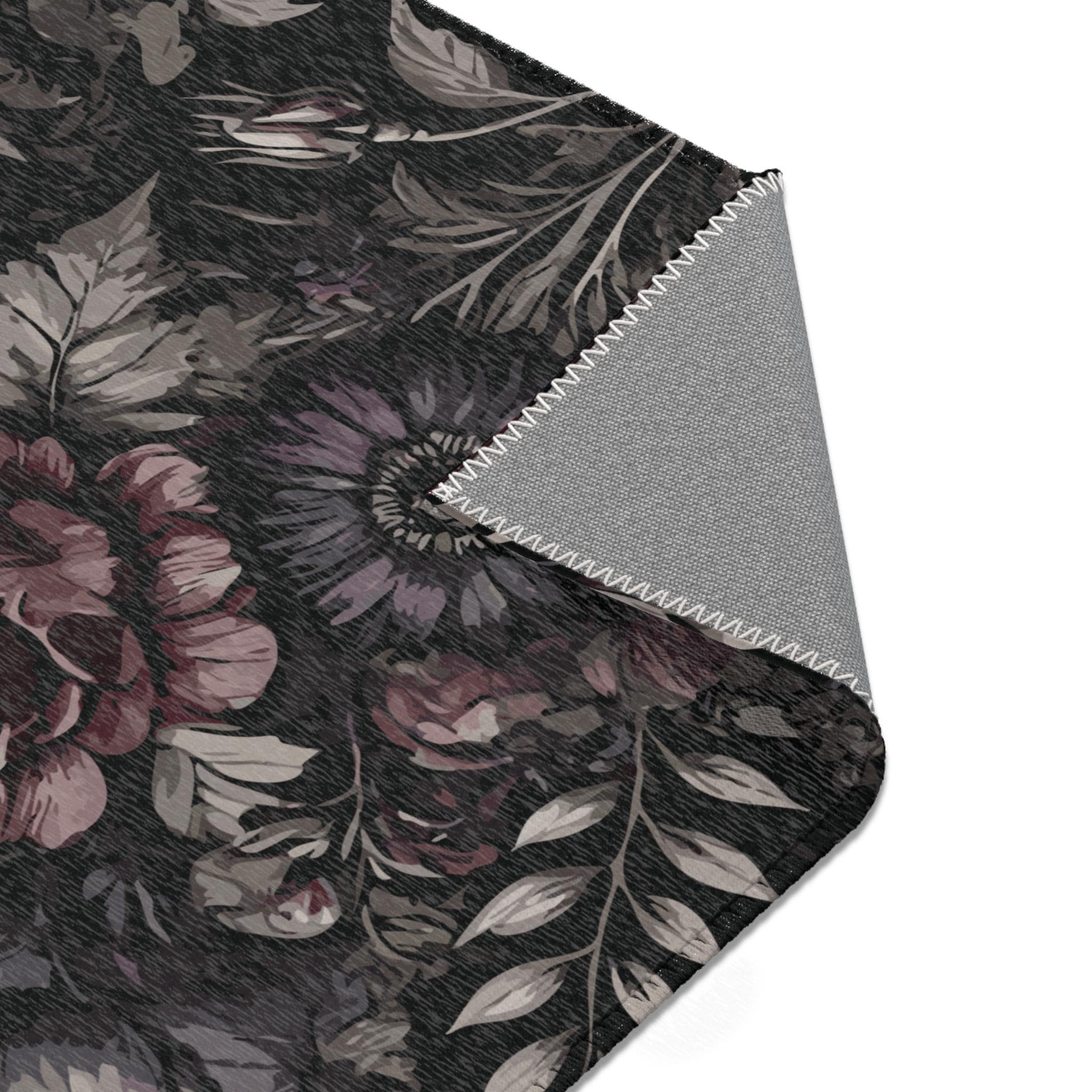 Dark Floral Area Rug. Rich, Deep, Moody Tones in Flowers and Foliage ...