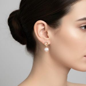Knot Design Pearl Drop Earrings, Freshwater Pearl Jewelry, Dainty Pearl Drops, Gift for Her