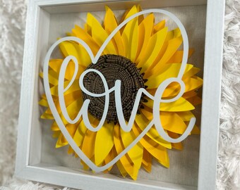 Boîte à ombres tournesol en papier - Cadeau pour la Saint-Valentin- Cadeau d'anniversaire- Cadeau d'anniversaire- Cadeau pour la fête des Mères