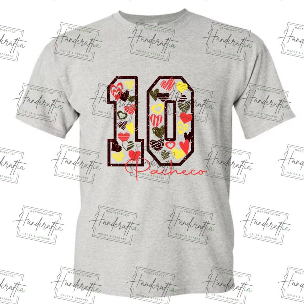 Kansas City Chiefs Isiah Pacheco T-shirt Glitter Multi Hearts