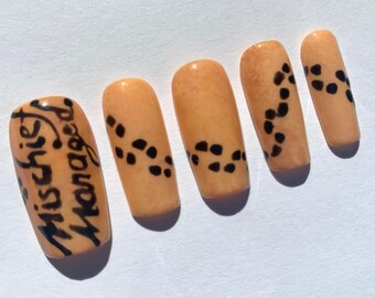 Map Hand Painted Nail Set | HP Nail Set | Wizard Nails | Magic Nails | Press On Nails | Reusable Nails | Glue On Nails | Fake Nails | Nail