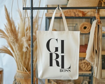 Girl Boss Statement Tote Bag, Gifts for Her, Wife Mom Boss Babe Tote Bag, Gifts for Mom, Corporate Giveaway Cotton Canvas Tote Bag