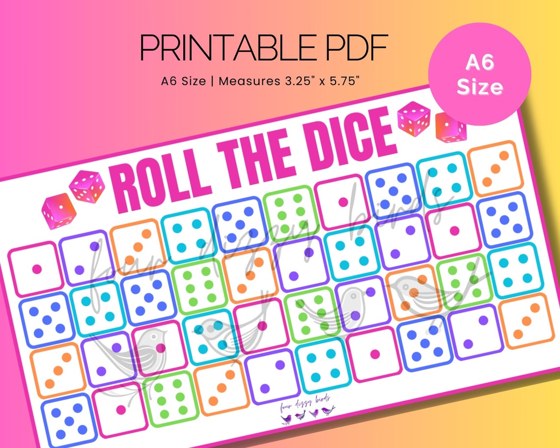 ROLL the DICE Savings Challenge Printable PDF A6 Printable Challenge ...