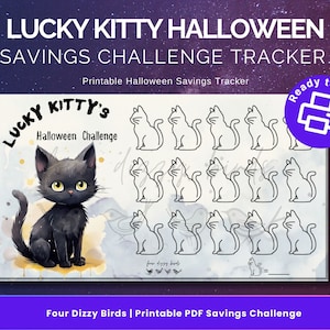 LUCKY KITTY Halloween Savings Challenge Printable PDF | A6 Printable Challenge | Cash Saving Challenge | Cash Stuffing | Ready to Print