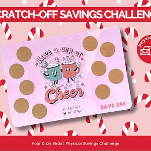 PINK CHRISTMAS Scratch-off Savings Challenge | 6 Styles to Choose From | Laminated | Fits A5 Envelope