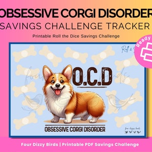 OCD CORGI Savings Challenge Printable PDF | A5 Printable Challenge | Cash Saving Challenge | Cash Stuffing | Ready to Print | Budget