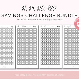 Denomination Savings Challenge: Cash Tracker Bundle (Printable PDF)