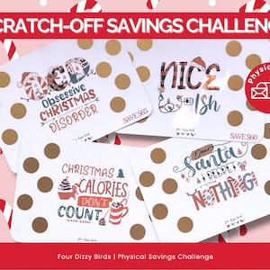 Christmas Scratch-off Savings Challenges| 4 Styles to Choose From | Laminated | Fits A5 Envelope